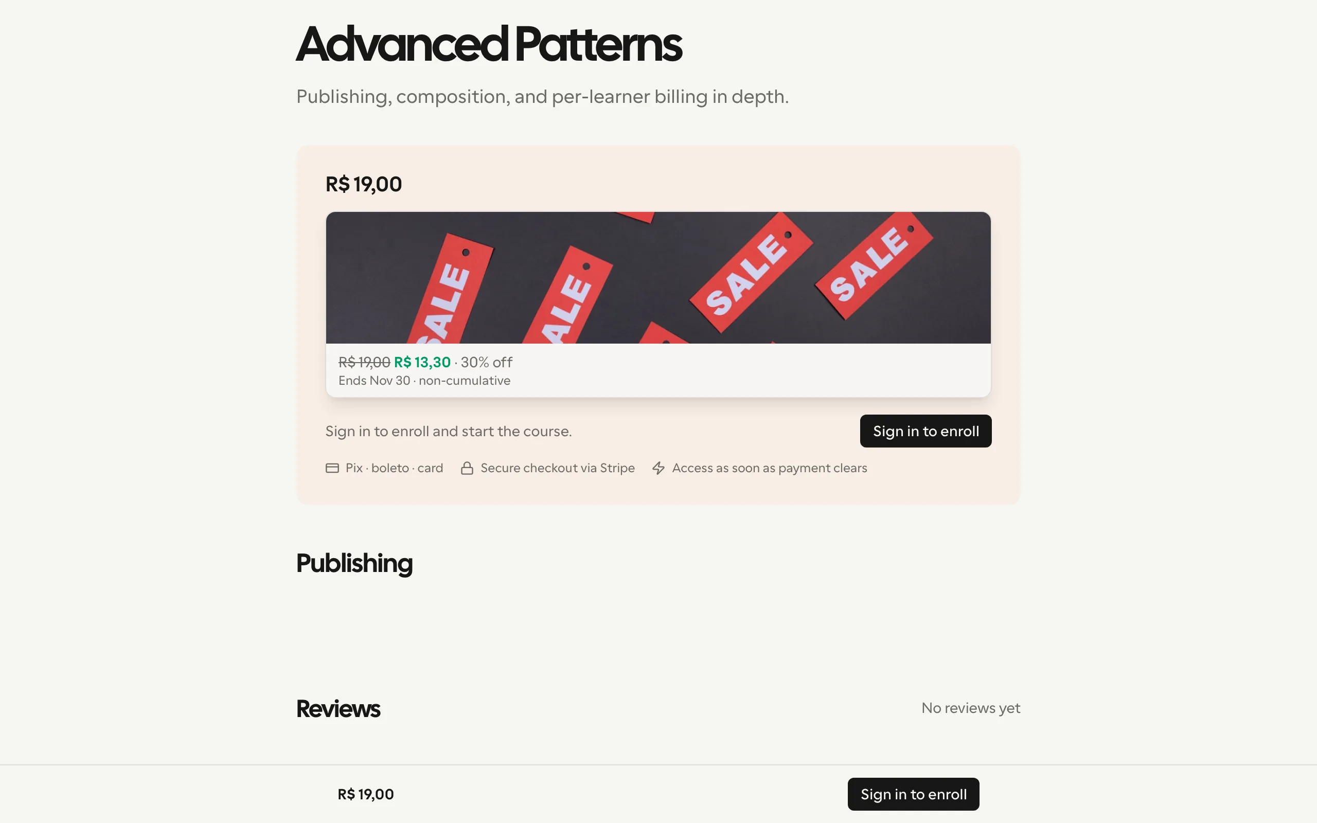 The public page of an offered content — the result of the walkthrough